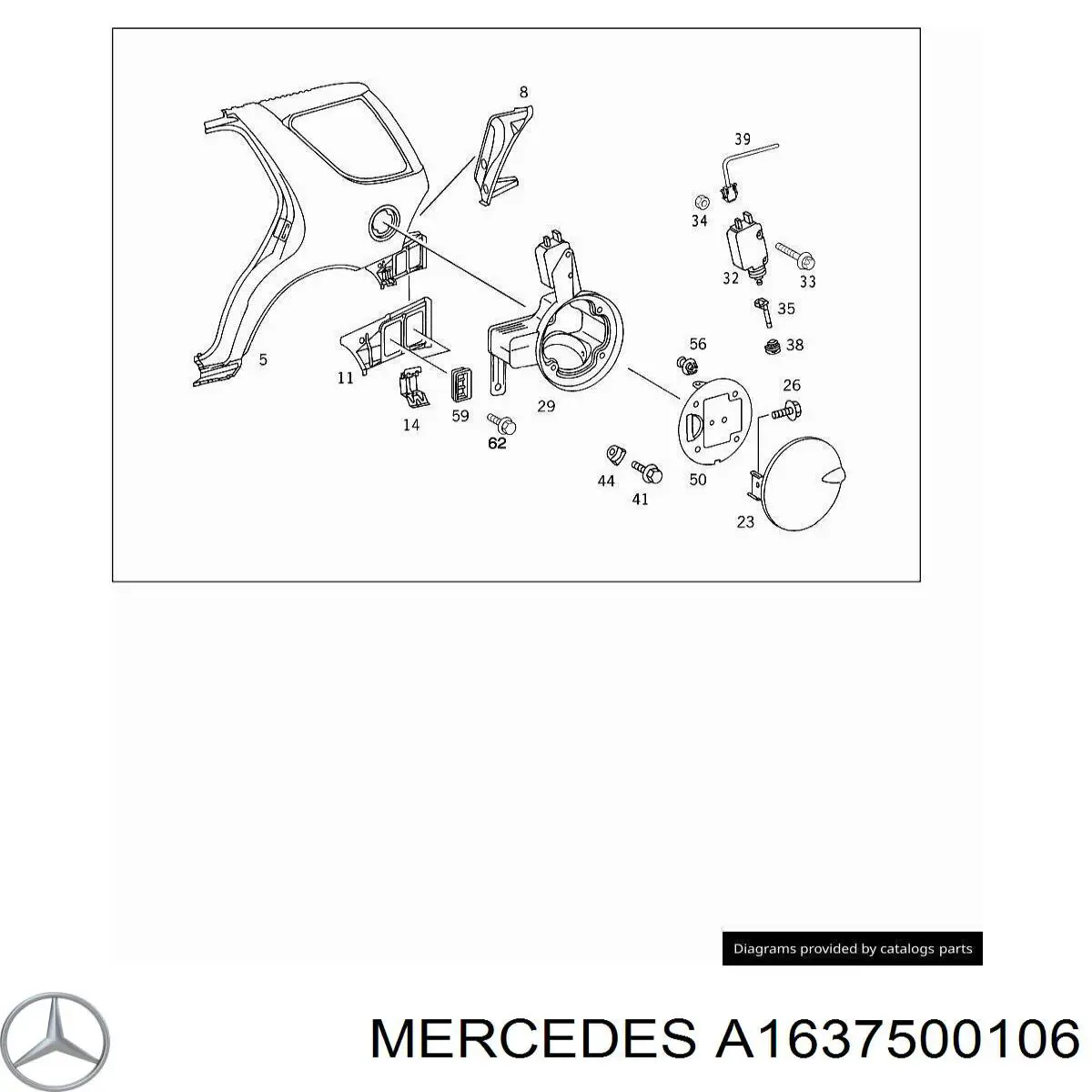 Klapka wlewu paliwa Mercedes A1637500106 cena, od 65,19 USD
