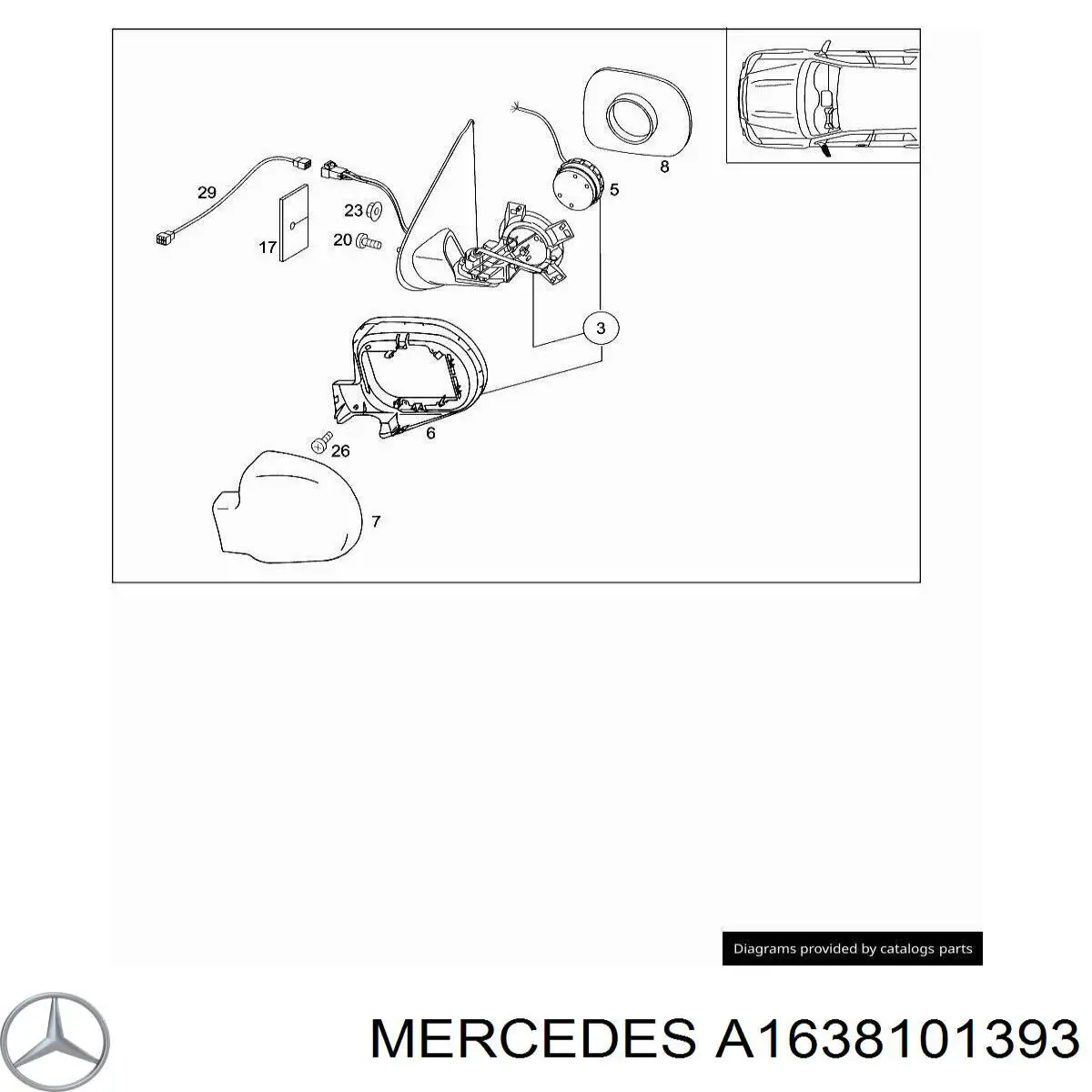 A1638101393 Mercedes Lusterko wsteczne lewe