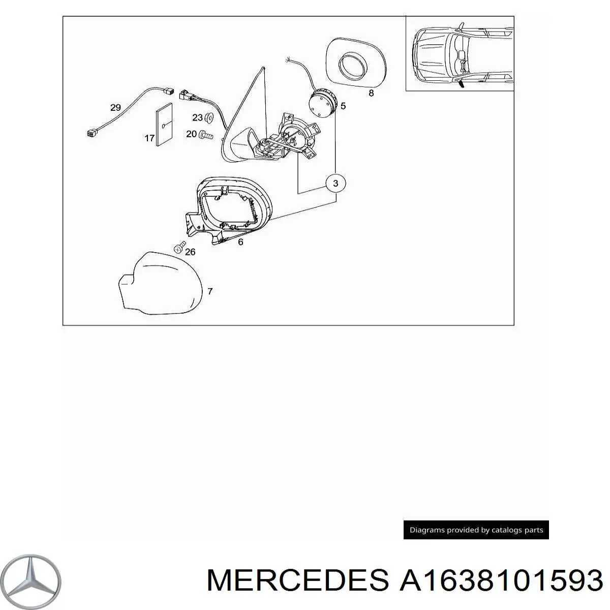 Lusterko wsteczne lewe do Mercedes ML/GLE  W163