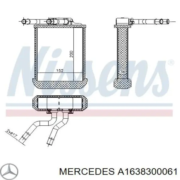 Chłodnica nagrzewnicy (ogrzewacza) Mercedes A1638300061 cena, od 95,34 USD