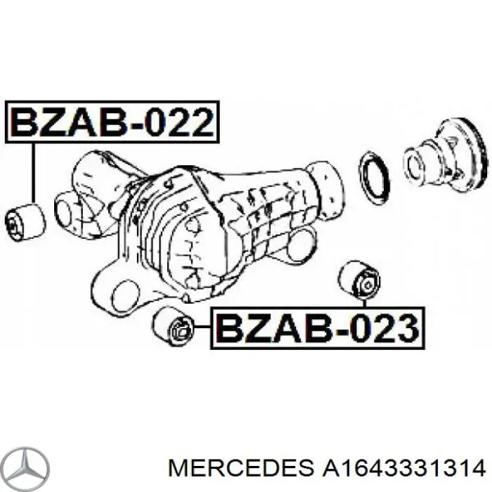 A1643331314 Mercedes Silentblock przedni lewy (poduszka) reduktora mostu przedniego