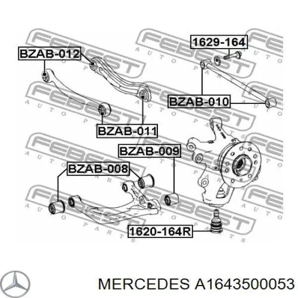Do koszyka A1643500053 Mercedes Wahacz zawieszenia tylnego poprzeczny