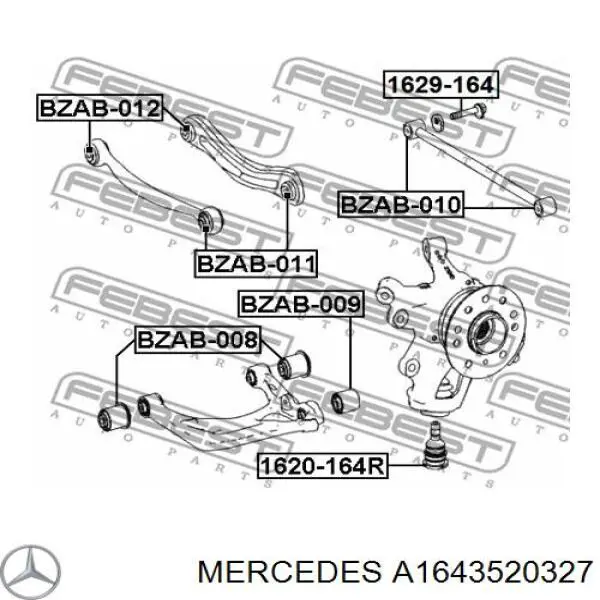 Do koszyka A1643520327 Mercedes Sworzeń wahacza zawieszenia tylnego dolny