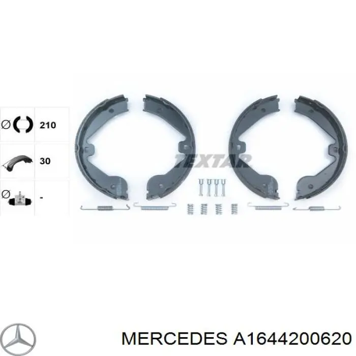 Klocki hamulca ręcznego Mercedes A1644200620 cena, od 29,33 USD