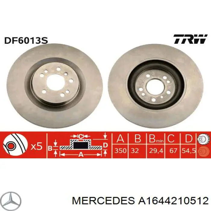 Tarcza hamulcowa przednia Mercedes A1644210512 cena, od 125,95 USD