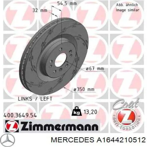 Do koszyka A1644210512 Mercedes Tarcza hamulcowa przednia