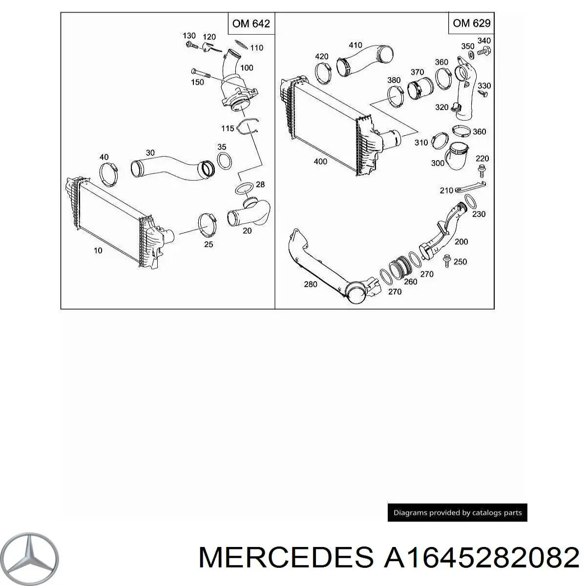 Przewód (króciec) intercoolera Mercedes A1645282082 cena, od 51,08 USD