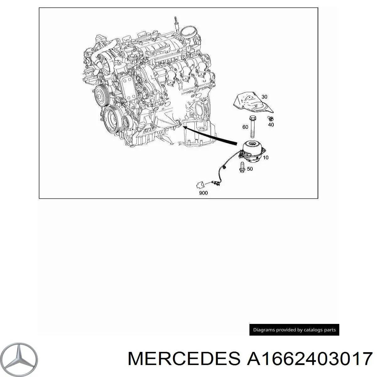 Poduszka (podpora) silnika lewa Mercedes 1662403017 cena, od 83,14 USD