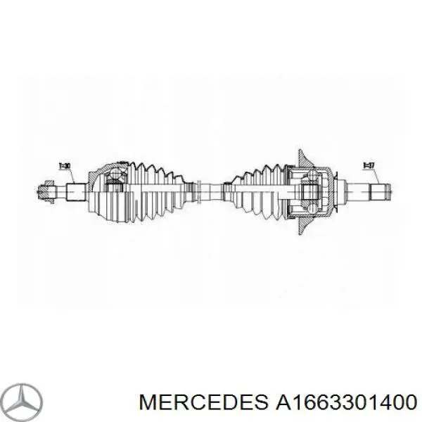 A1663301400 Mercedes Półoś napędowa przednia lewa