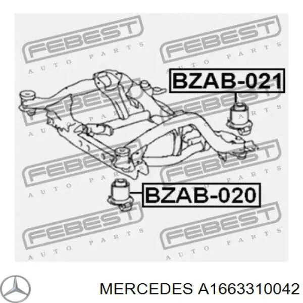 Tuleja (poduszka) przedniej belki Mercedes A1663310042 cena, od 54,23 USD
