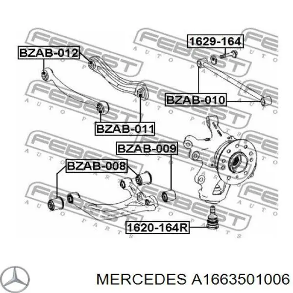 A1663501006 Mercedes Wahacz zawieszenia tylnego dolny prawy