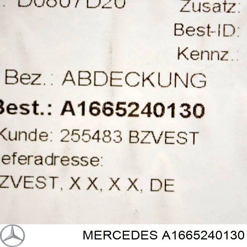 Osłona silnika przednia Mercedes A1665240130 cena, od 34,24 USD