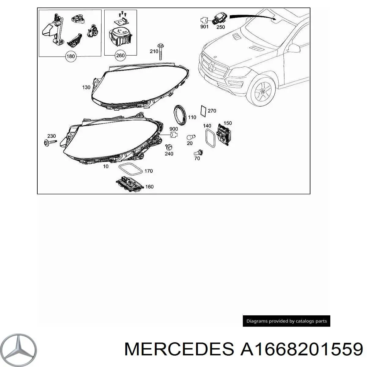 Reflektor lewy do Mercedes ML/GLE  C292