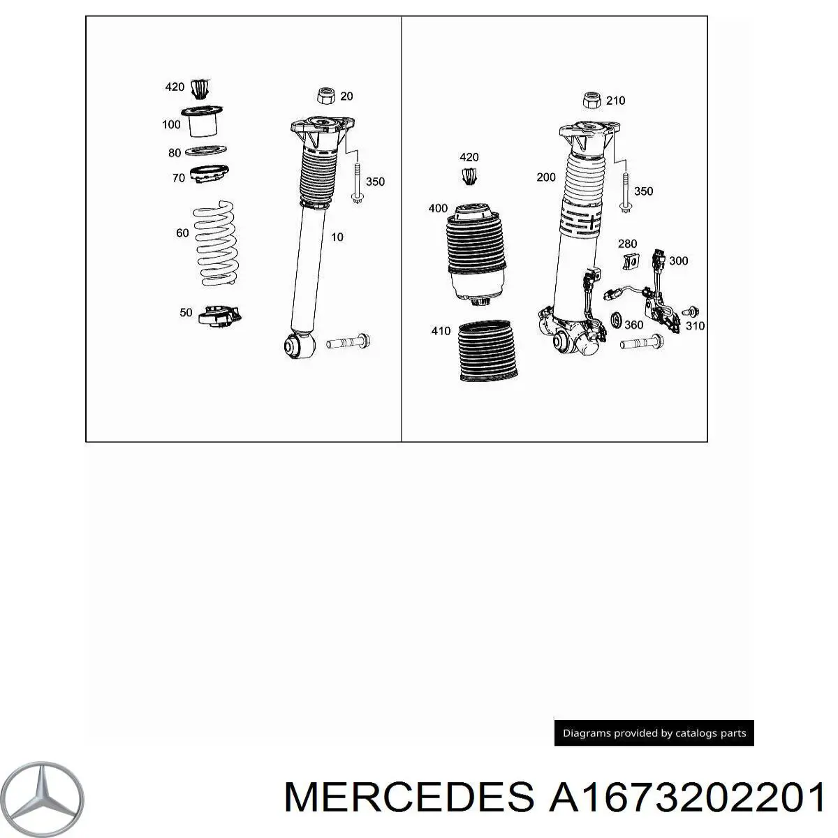 A1673202201 Mercedes Amortyzator tylny prawy