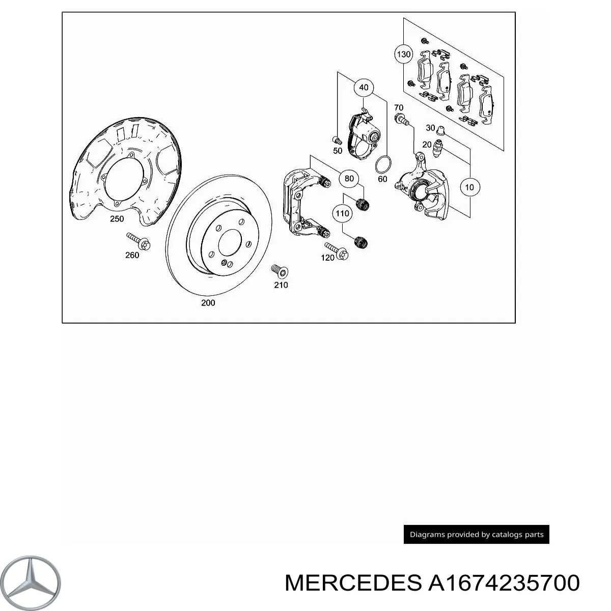 A1674235700 Mercedes Zacisk hamulcowy tylny lewy