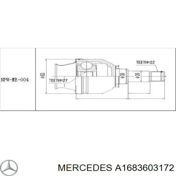 A1683603172 Mercedes Półoś napędowa przednia lewa