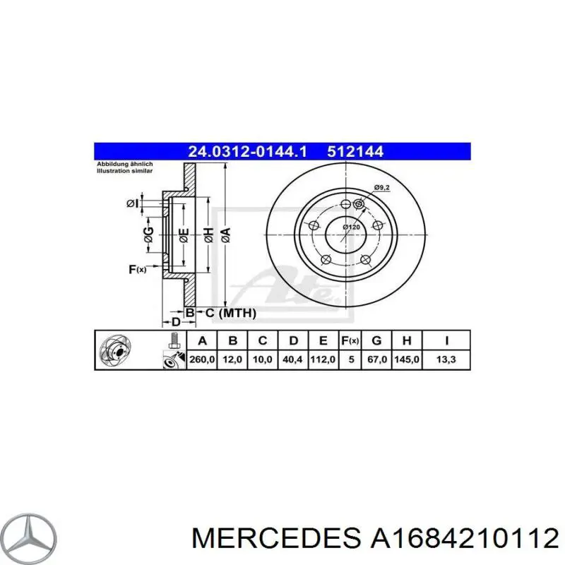 Tarcza hamulcowa przednia Mercedes A1684210112 cena, od 33,99 USD