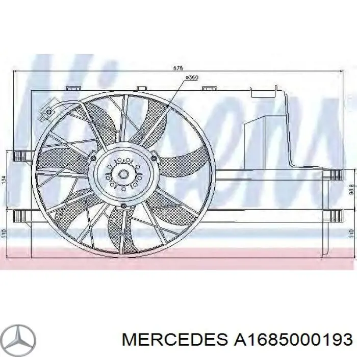 Dyfuzor chłodnicy, w komplecie z silnikiem i wirnikiem do Mercedes A (W168)