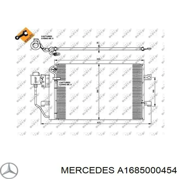 Chłodnica klimatyzacji Mercedes A1685000454 cena, od 118,70 USD