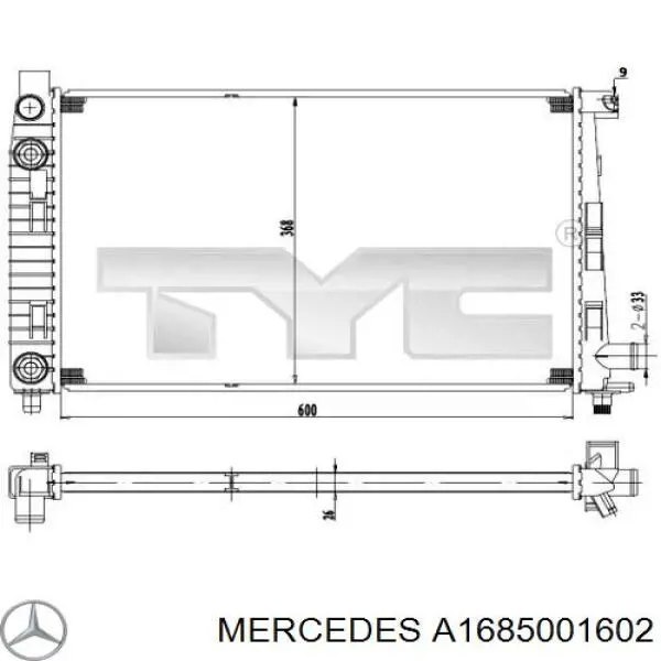 Do koszyka A1685001602 Mercedes Chłodnica silnika