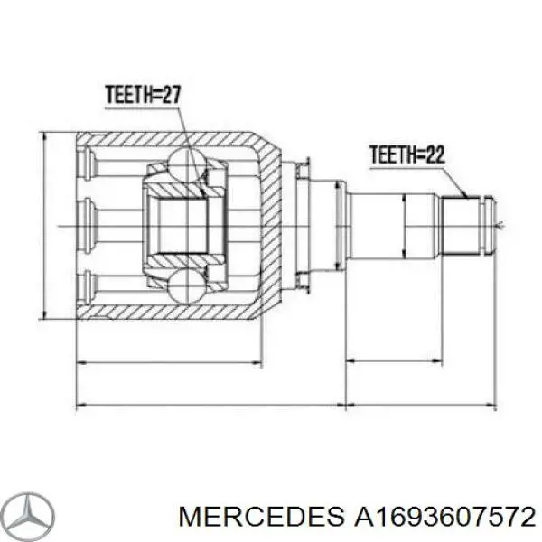 A1693607572 Mercedes Półoś napędowa przednia lewa