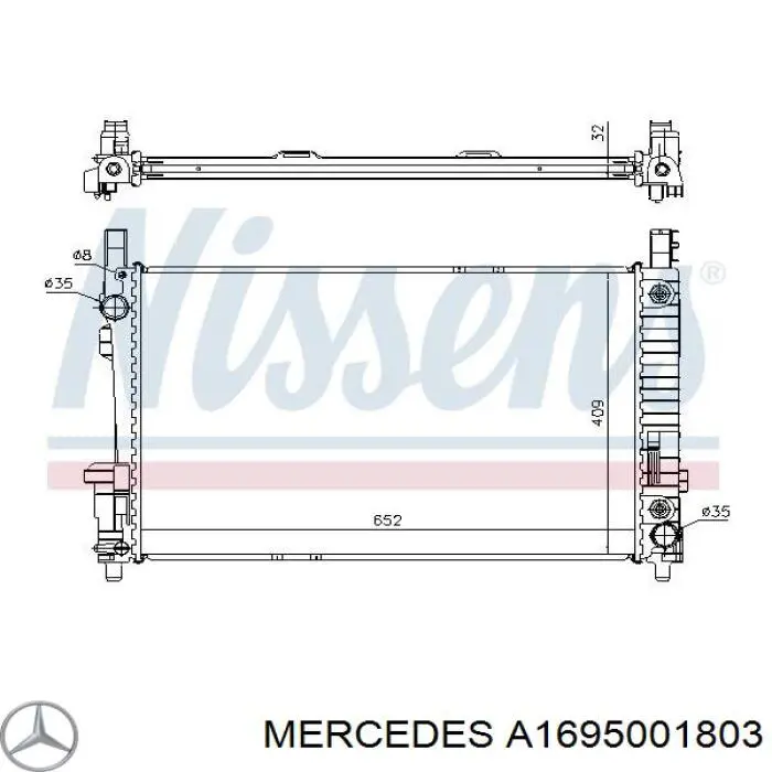 Do koszyka A1695001803 Mercedes Chłodnica silnika