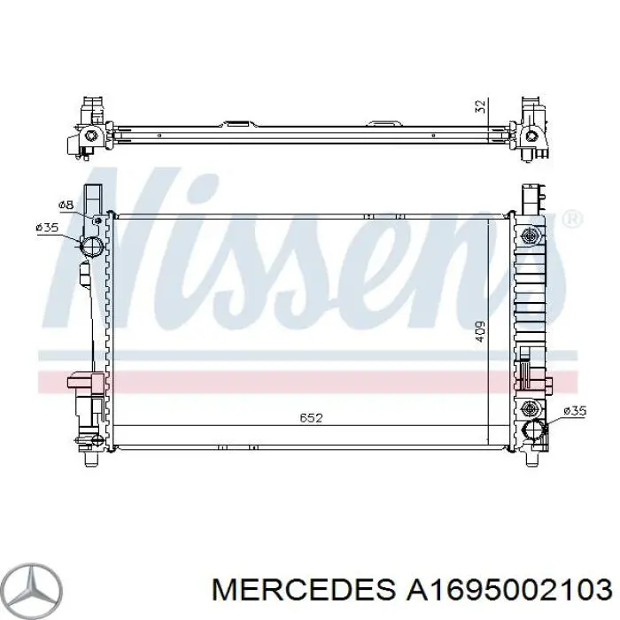 Chłodnica silnika Mercedes A1695002103 cena, od 105,56 USD