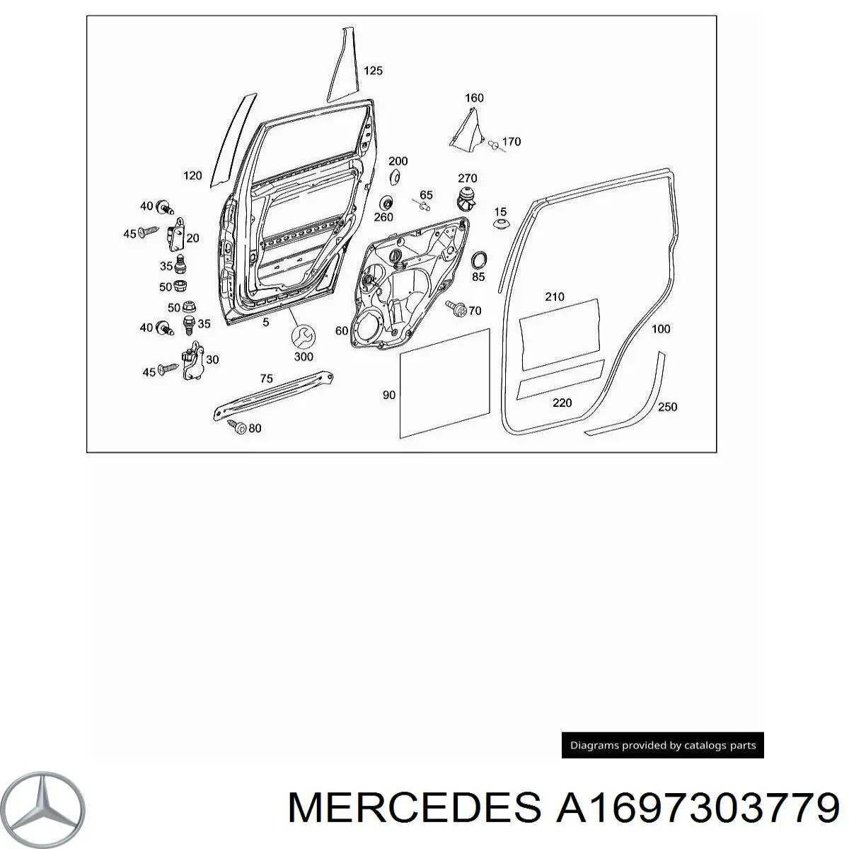 A1697303779 Mercedes Mechanizm podnoszenia szyby drzwi tylnych lewych