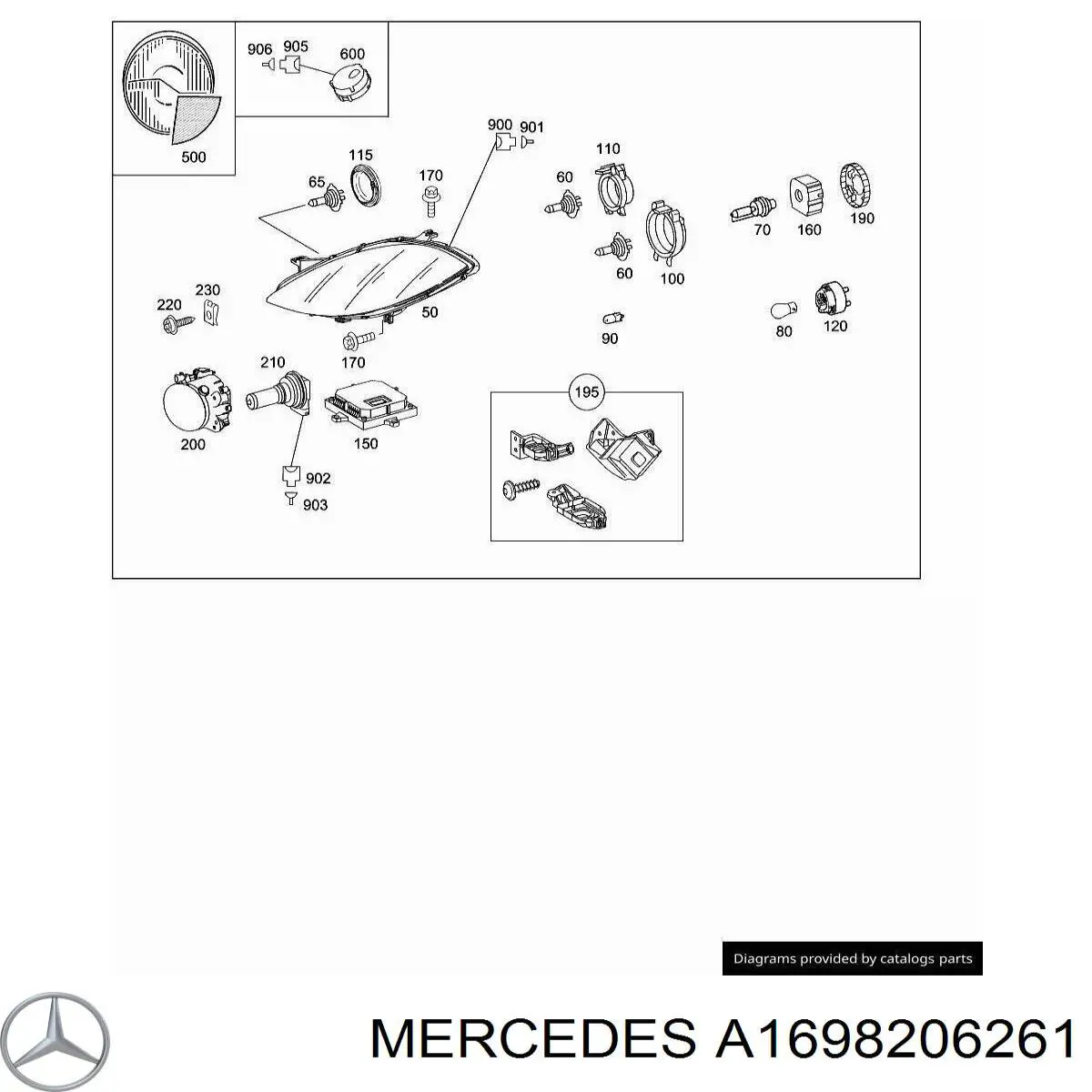 A1698206261 Mercedes Reflektor prawy