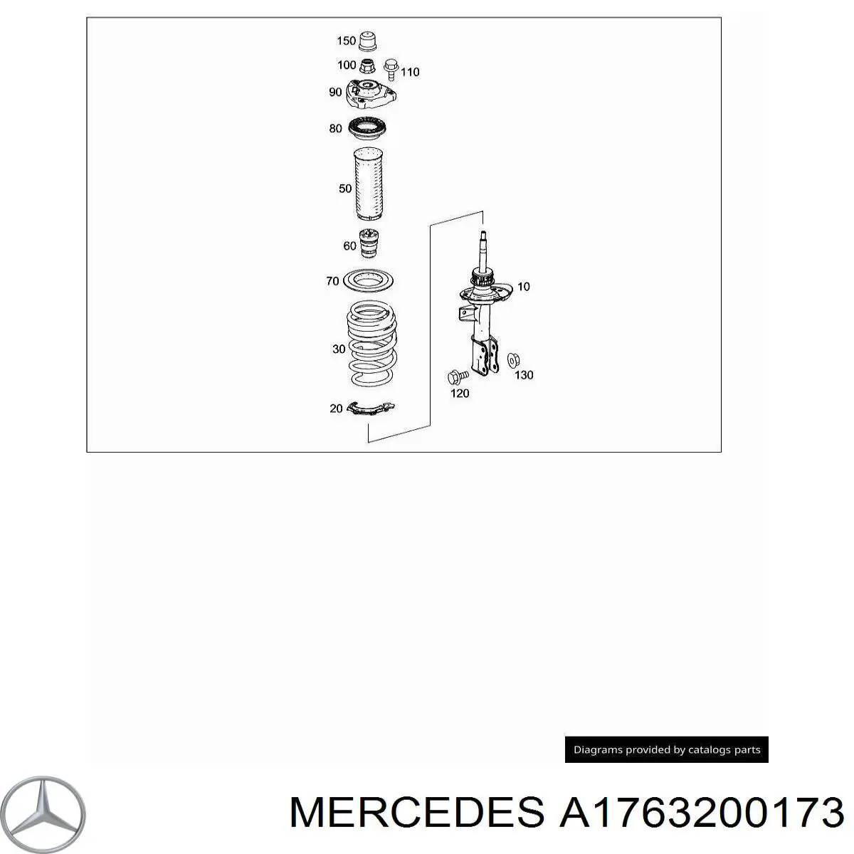 Poduszka amortyzatora przedniego Mercedes A1763200173 cena, od 58,22 USD