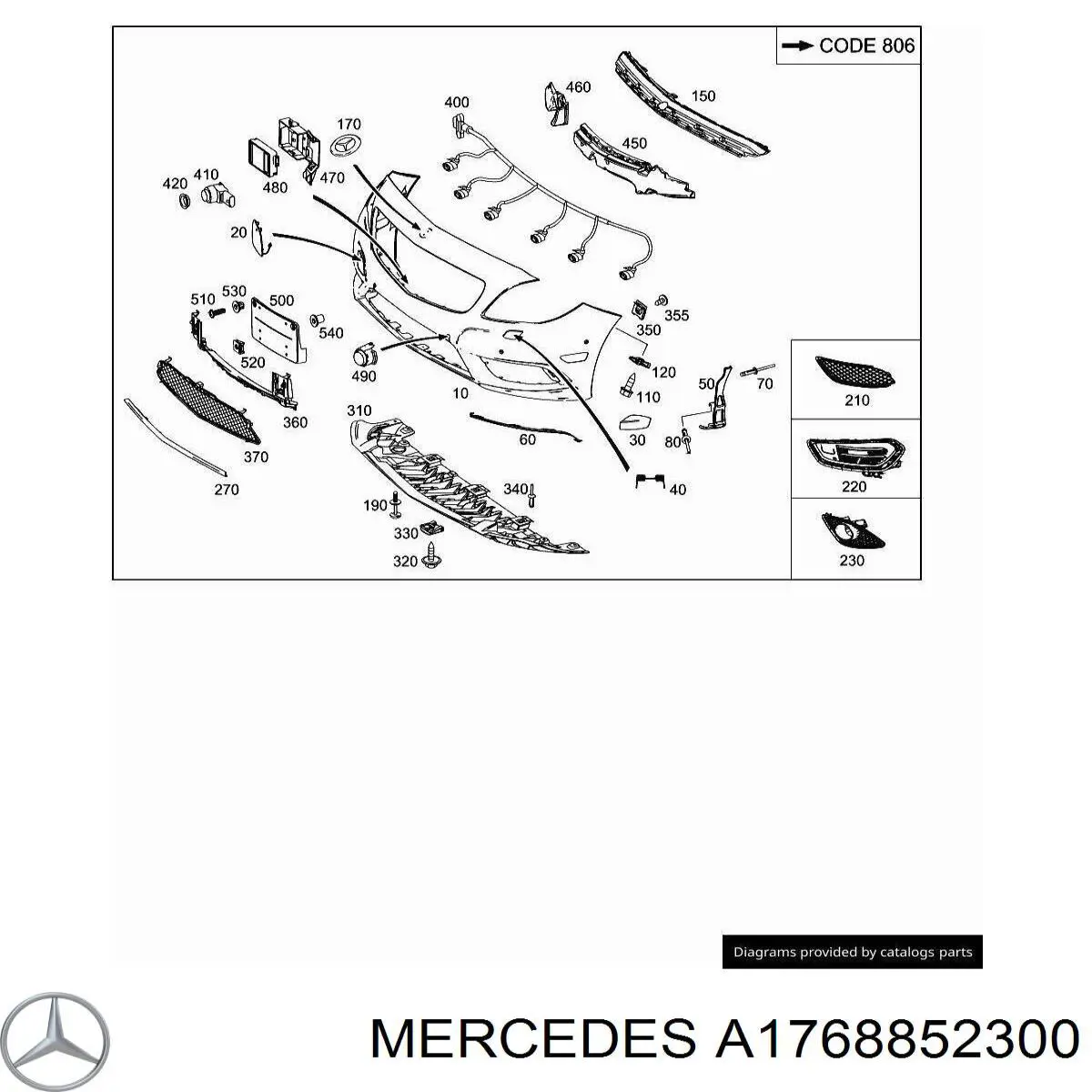 A1768852300 Mercedes Nakładka na zderzak przedni środkowa