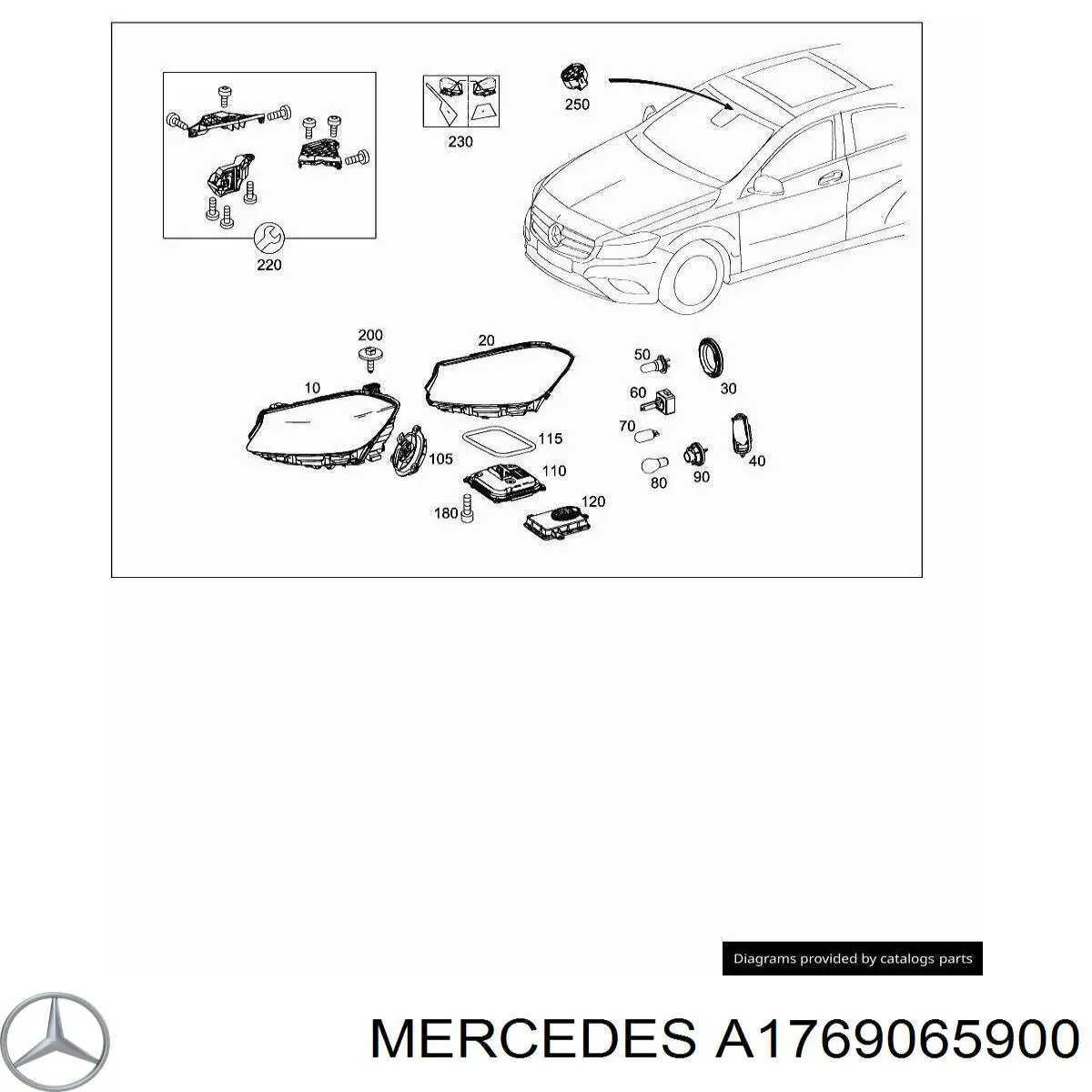 A1769065900 Mercedes Reflektor lewy