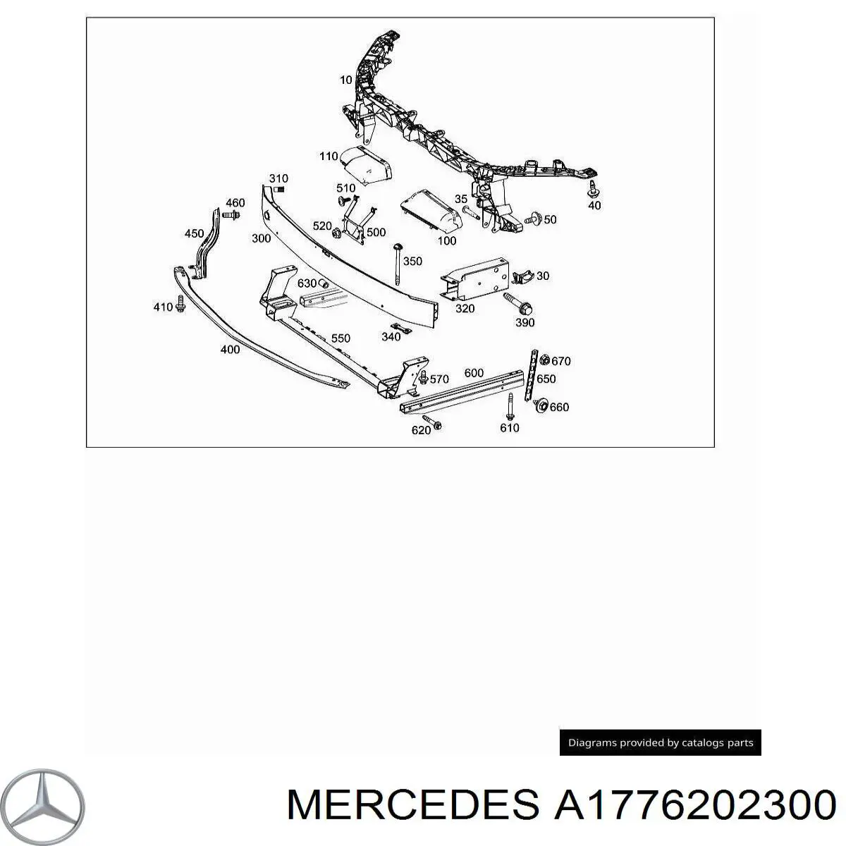 A1776202300 Mercedes Wspornik wzmocnienia zderzaka przedniego