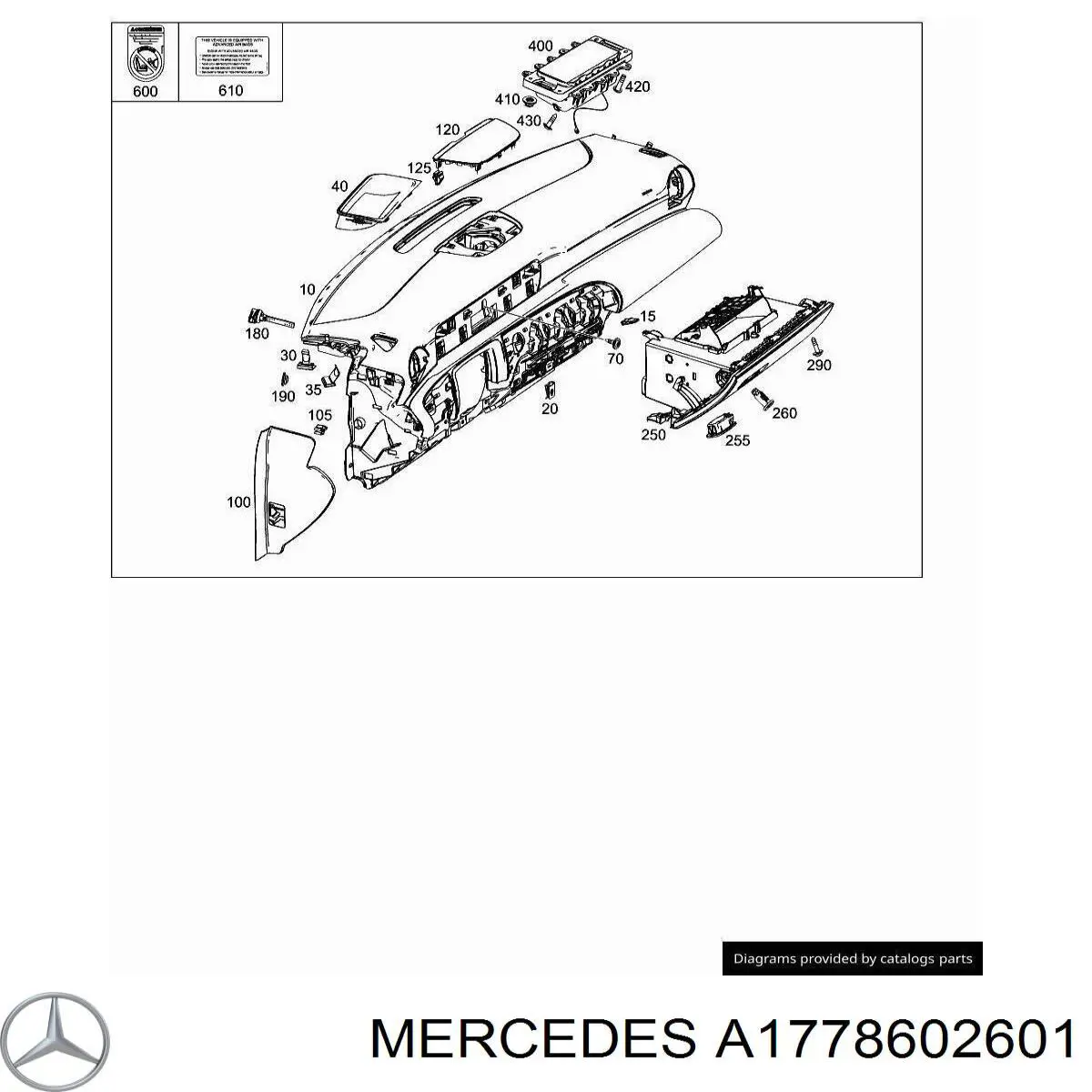 Poduszka powietrzna (Airbag) pasażera do Mercedes A (W177)