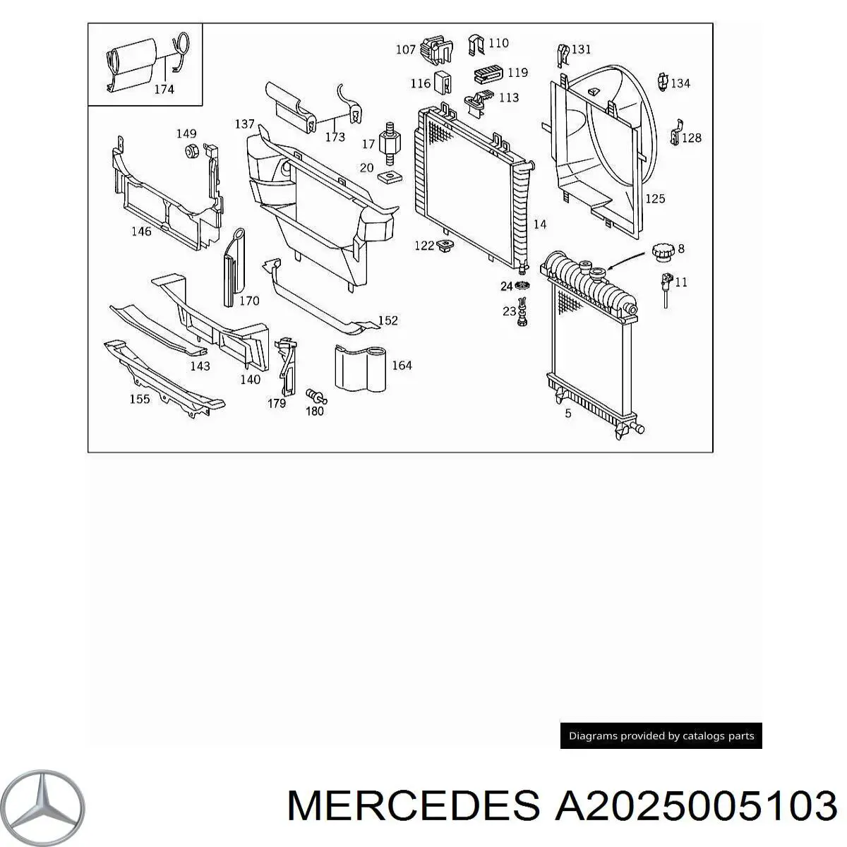 Do koszyka A2025005103 Mercedes Chłodnica silnika