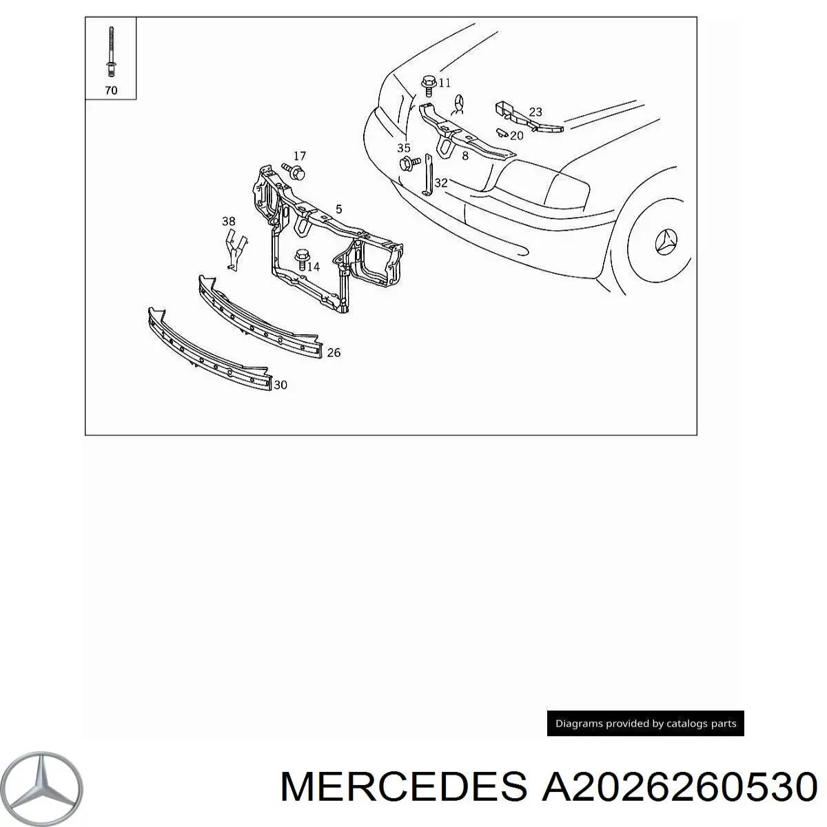 Wzmocnienie zderzaka przedniego Mercedes A2026260530 cena, od 68,67 USD