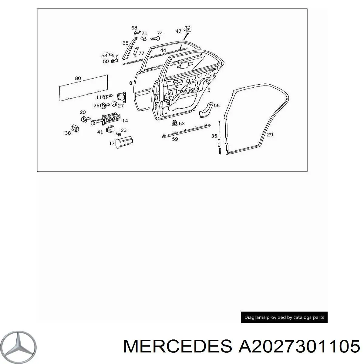 Drzwi tylne lewe Mercedes C sedana (W202) (1993 - 2000) cena, od 156,10 USD