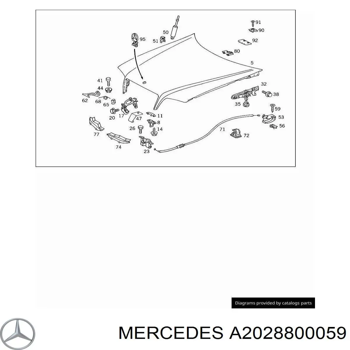 A2028800059 Mercedes Linka otwierania maski