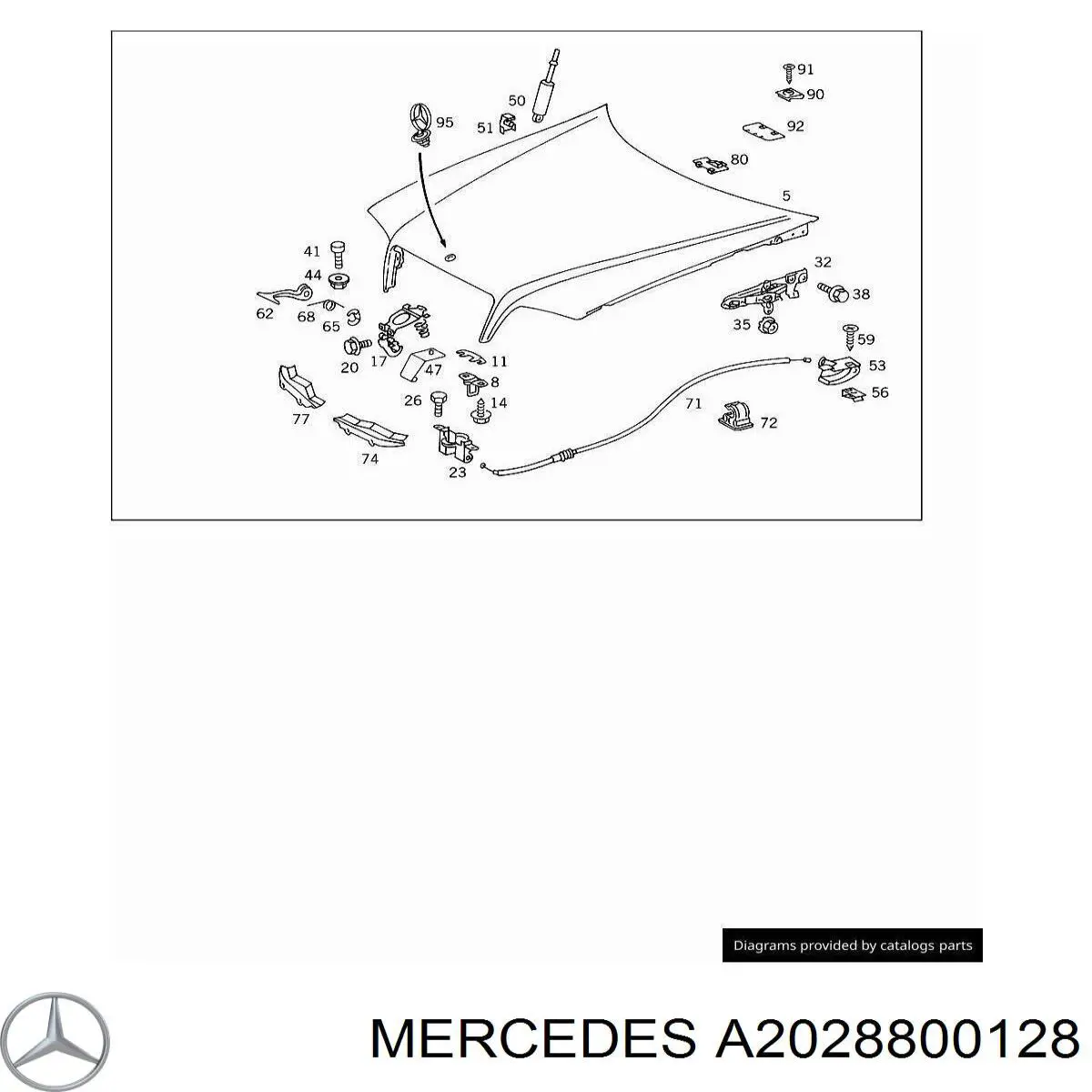 Zawias maski lewy do Mercedes C (W202)