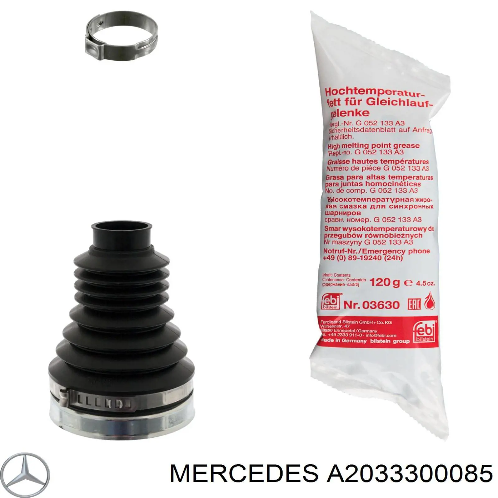 Do koszyka A2033300085 Mercedes Osłona przegubu homokinetycznego półosi przedniej wewnętrzna