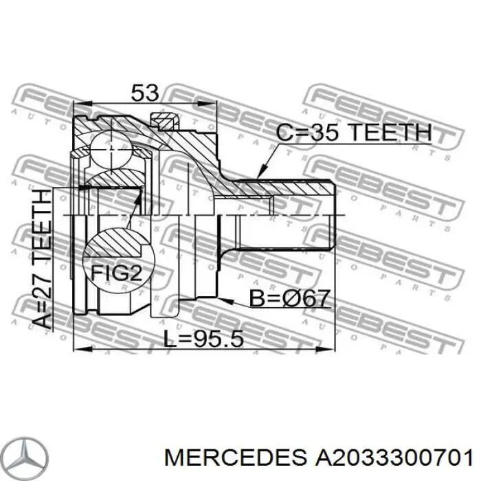 Półoś napędowa przednia lewa Mercedes C sedana (W203) (2000 - 2007) cena, od 205,85 USD