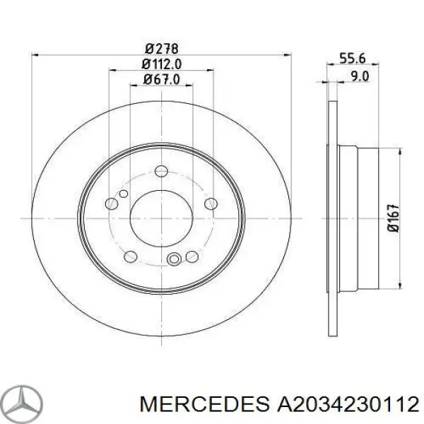 Tarcza hamulcowa tylna Mercedes A2034230112 cena, od 33,48 USD