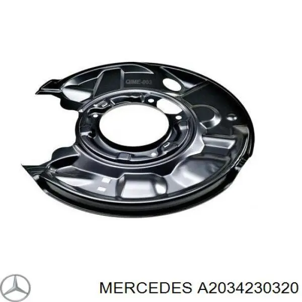 Do koszyka A2034230320 Mercedes Osłona tarczy hamulcowej tylnej lewa