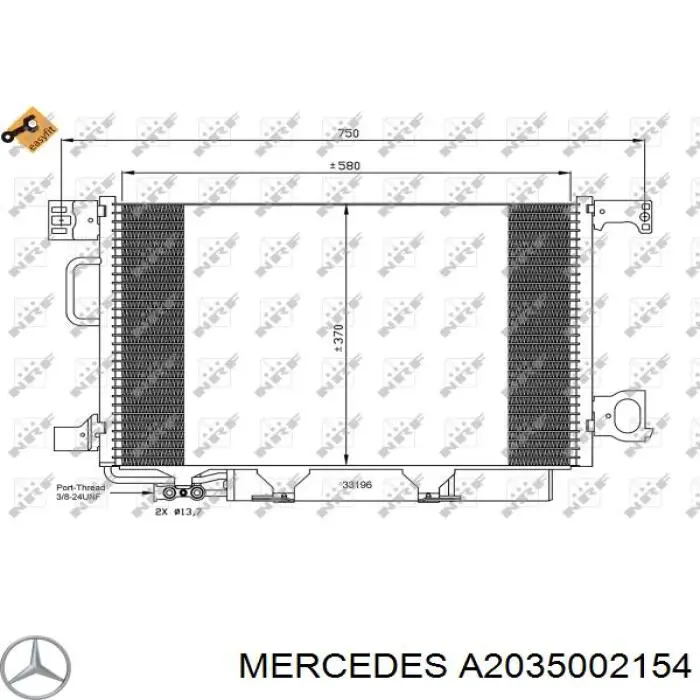 Chłodnica klimatyzacji Mercedes A2035002154 cena, od 122,26 USD