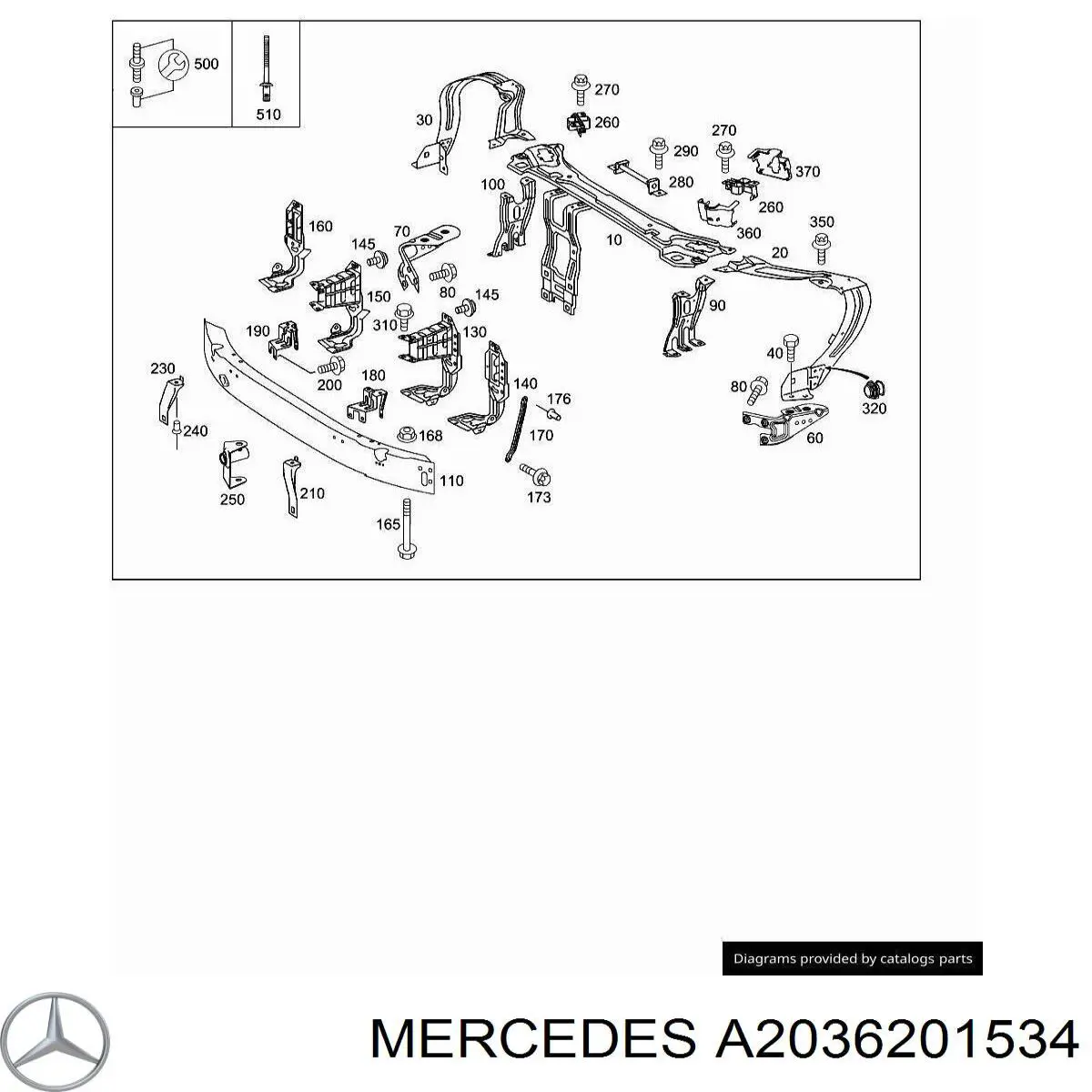 Wzmocnienie zderzaka przedniego Mercedes A2036201534 cena, od 198,56 USD