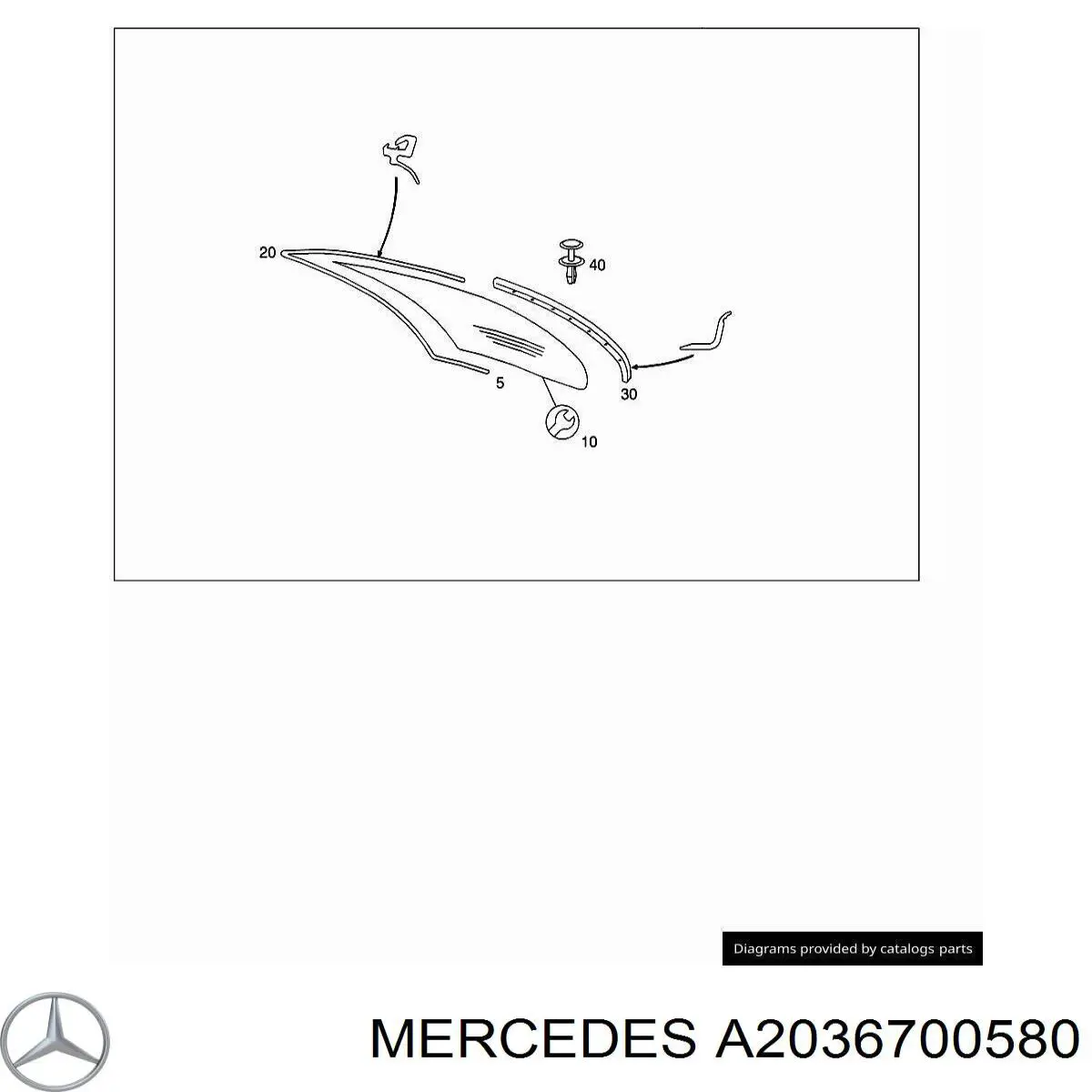 Do koszyka A2036700000 Mercedes Szyba tylna