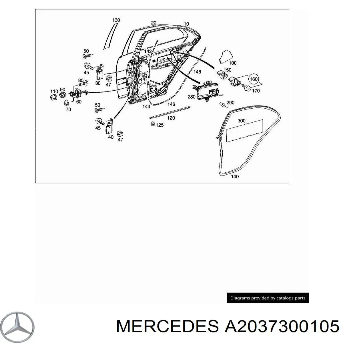 A2037300105 Mercedes Drzwi tylne lewe