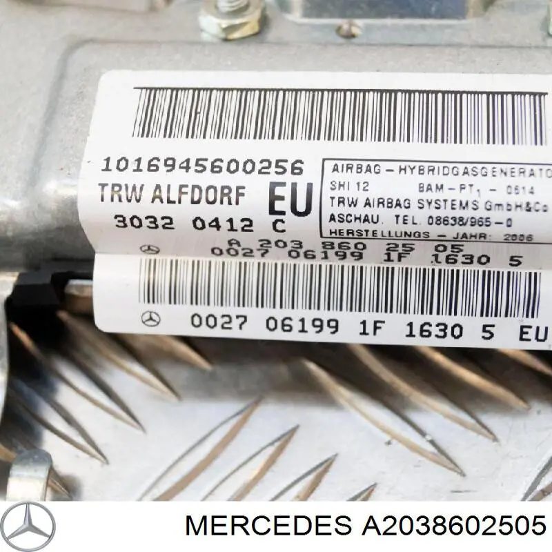 Do koszyka A2038602505 Mercedes Poduszka powietrzna (AIRBAG) drzwi przednich lewych