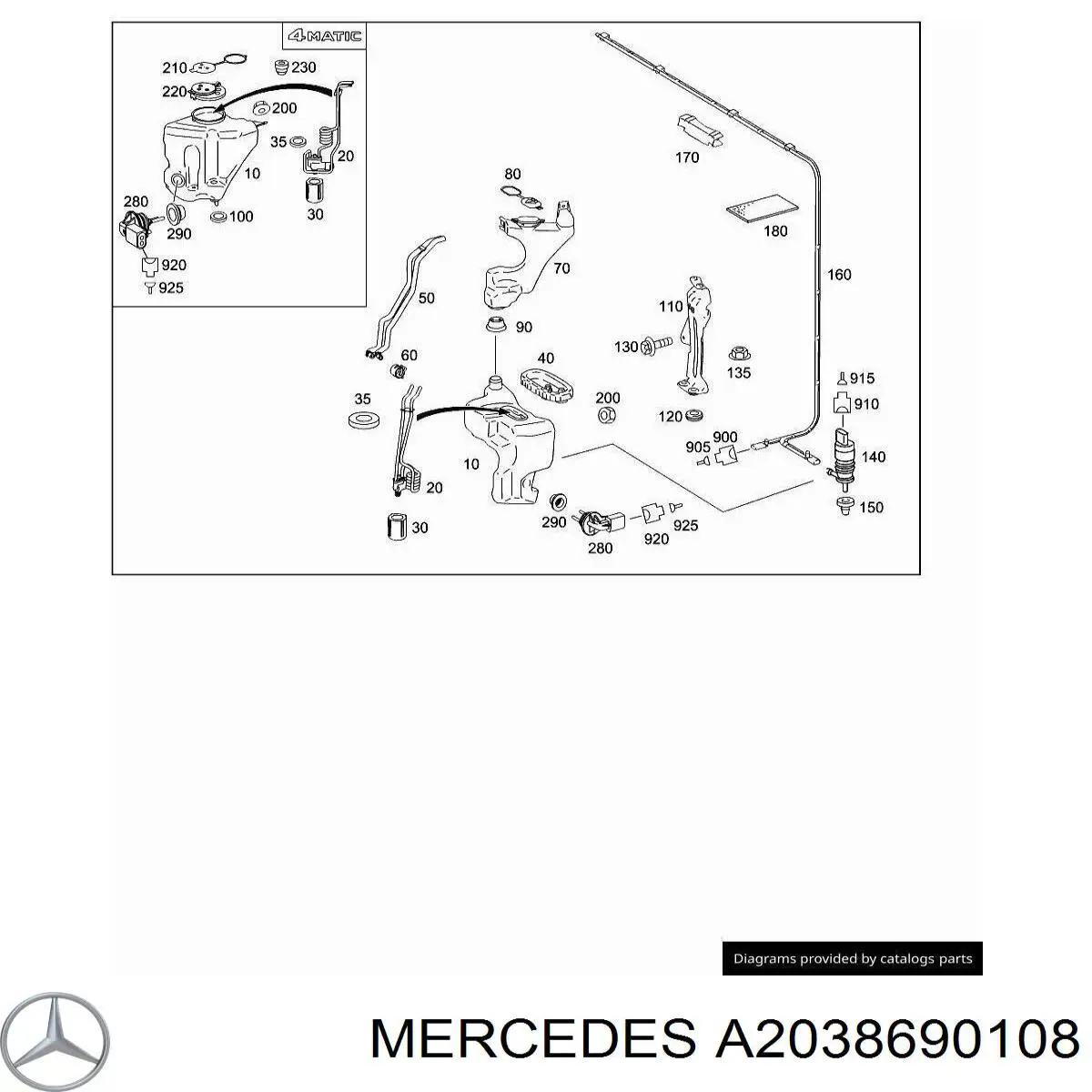 Korek zbiornika spryskiwacza A2038690108 Mercedes