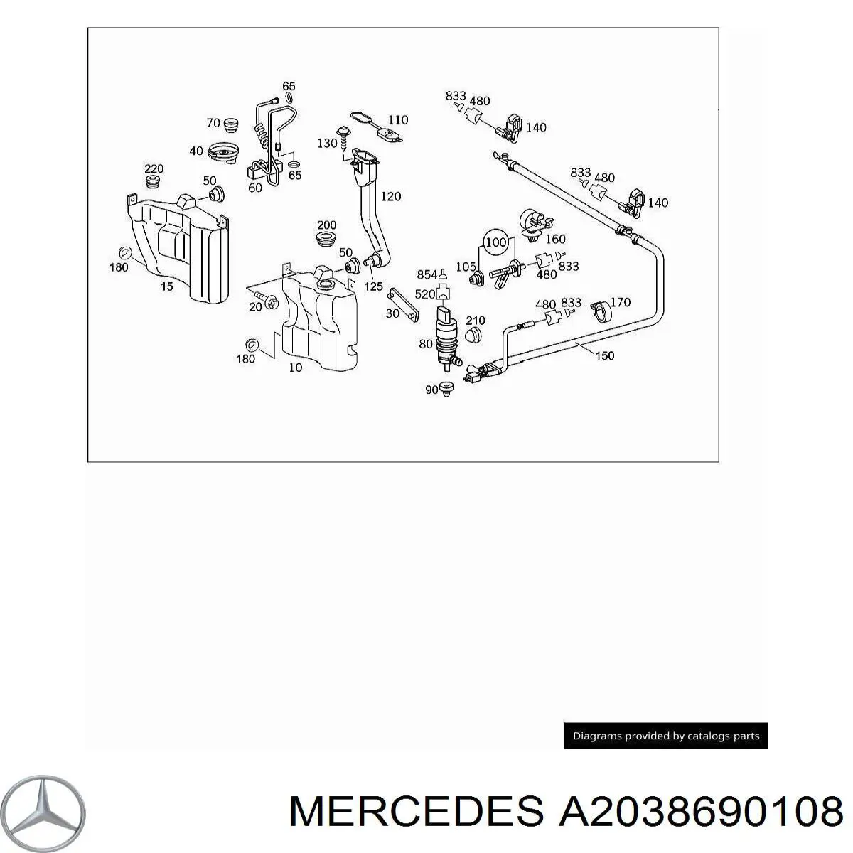 Korek zbiornika spryskiwacza Mercedes A2038690108 cena, od 7,04 USD